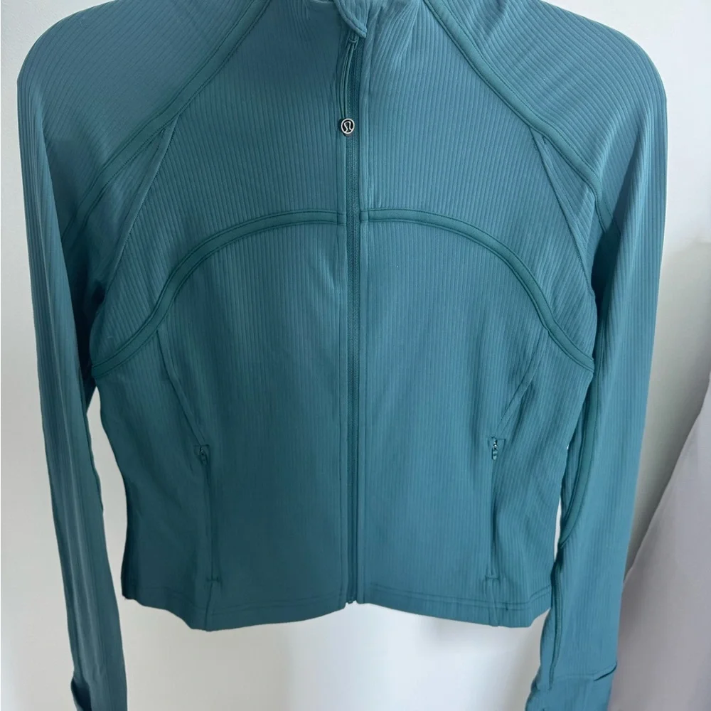 lululemon cropped define teal ribbed full-zip bomber jacket - Picture 1 of 5